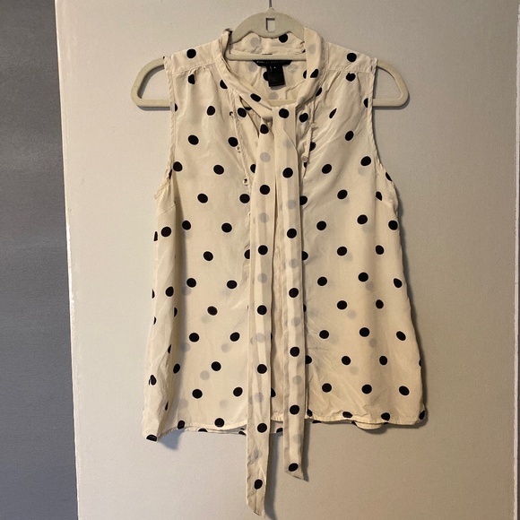 Marc by Marc Jacobs 100% silk polka dot ribbon blouse 8 - Picture 1 of 4